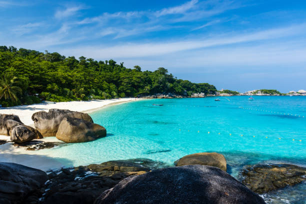 A beautiful tropical sandy beach and ocean on a small island (Similan Islands, Thailand)